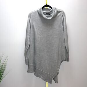 Eileen Fisher Merino Wool Gray Asymmetrical Turtleneck Sweater L